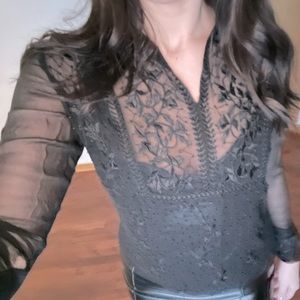 Worthington Black beaded Blouse